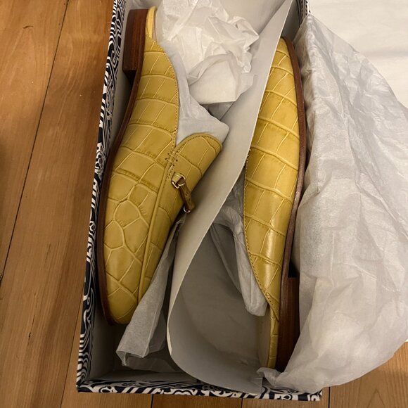 J. McGlaughlin Domina Mule, Light Yellow, Alligator embossed, Size 8, Never Worn - Picture 3 of 10